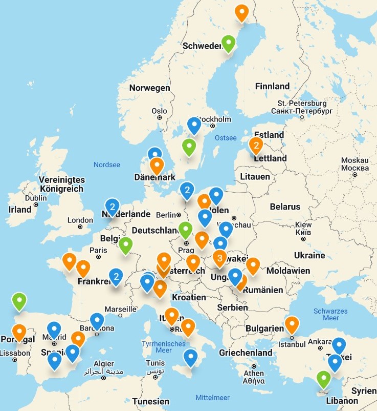 Für Infos zu den Partnerunis auf die Karte klicken